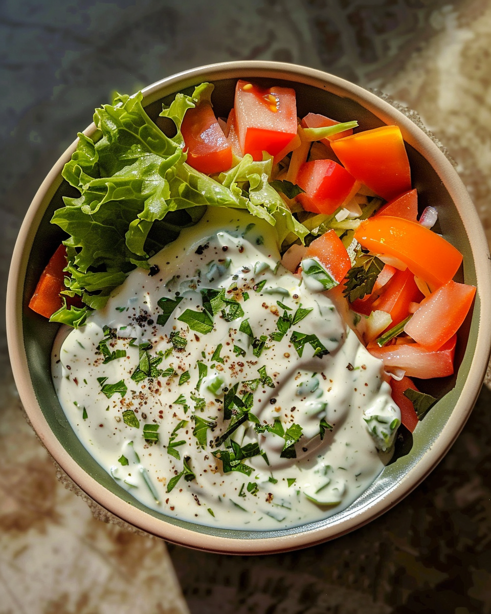 Ingredients for homemade ranch dressing including sour cream and dried dill