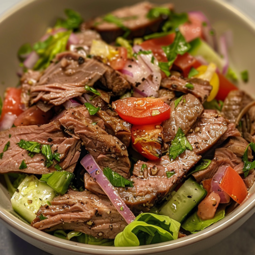 Italian Beef Chopped Salad taken with iphone 15 pro max --iw 2 --ar 4:5 --v 6.0 --raw