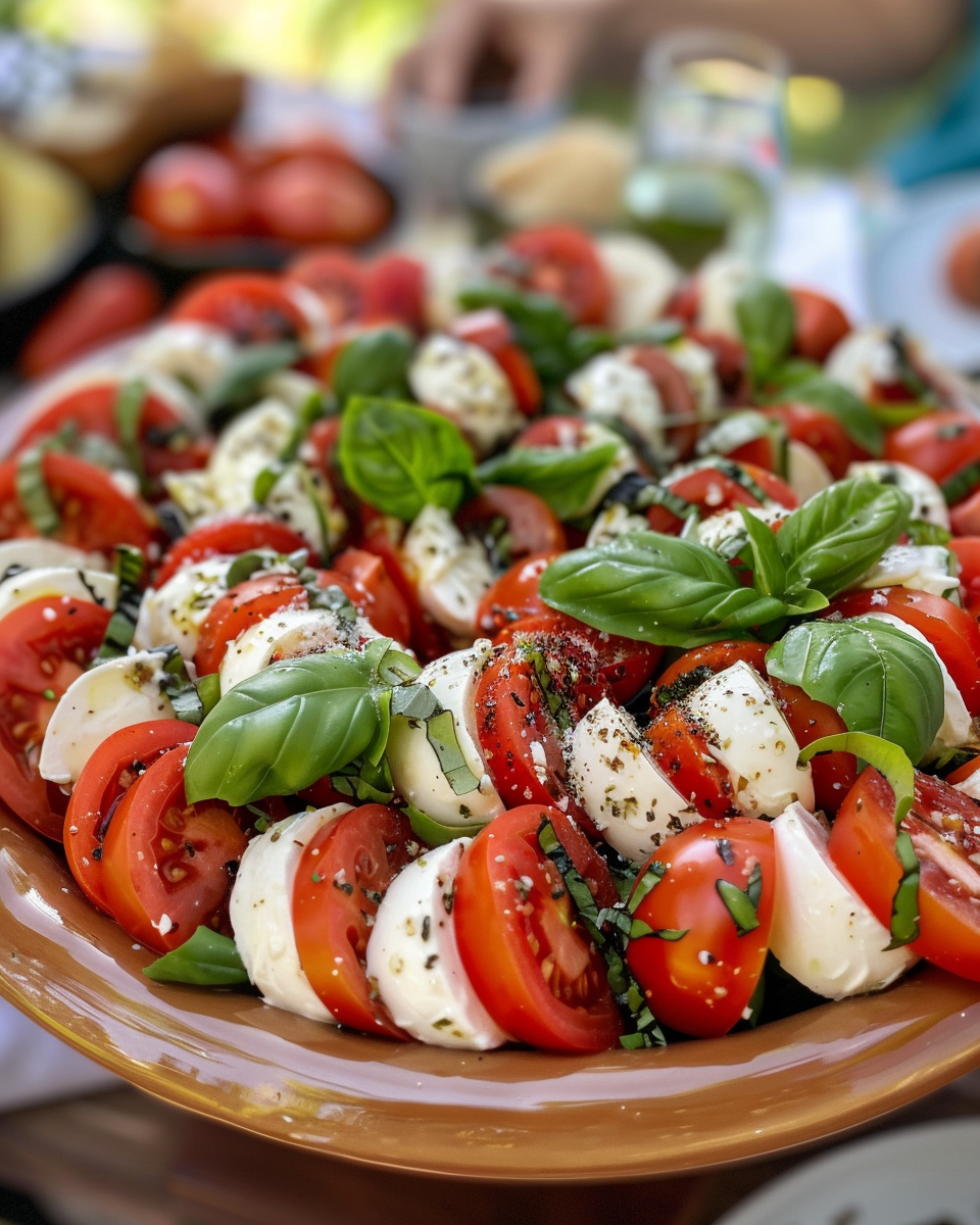 Serving Caprese Salad with balsamic glaze drizzle for a fresh finish