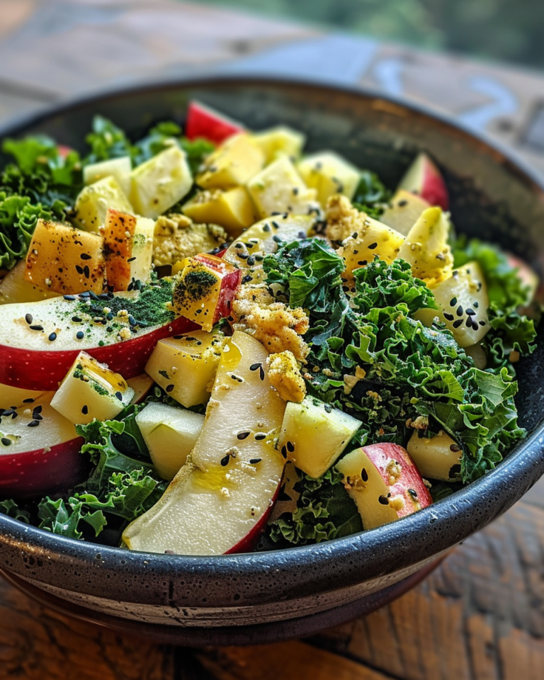 Kale Apple Salad taken with iphone 15 pro max --iw 2 --ar 4:5 --v 6.0 --raw