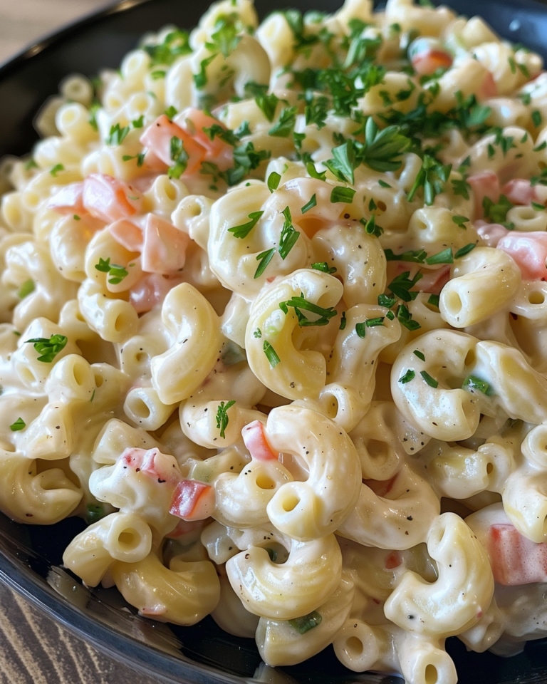 Macaroni Salad With A Delicious Creamy Dressing taken with iphone 15 pro max --iw 2 --ar 4:5 --v 6.0 --raw