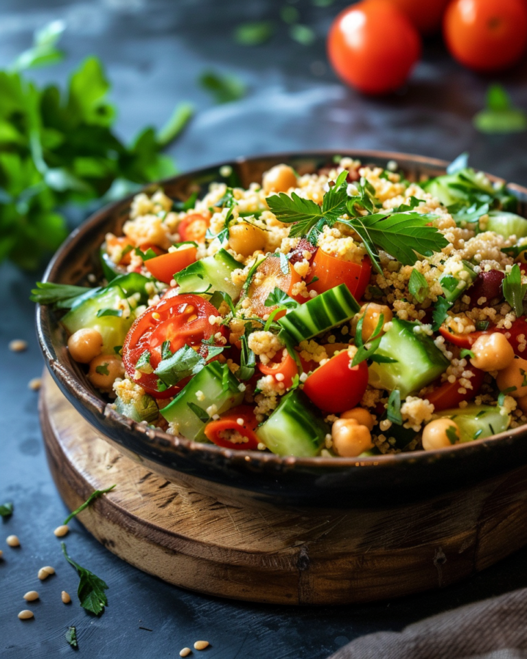 Mediterranan Couscous Salad taken with iphone 15 pro max --iw 2 --ar 4:5 --v 6.0 --raw