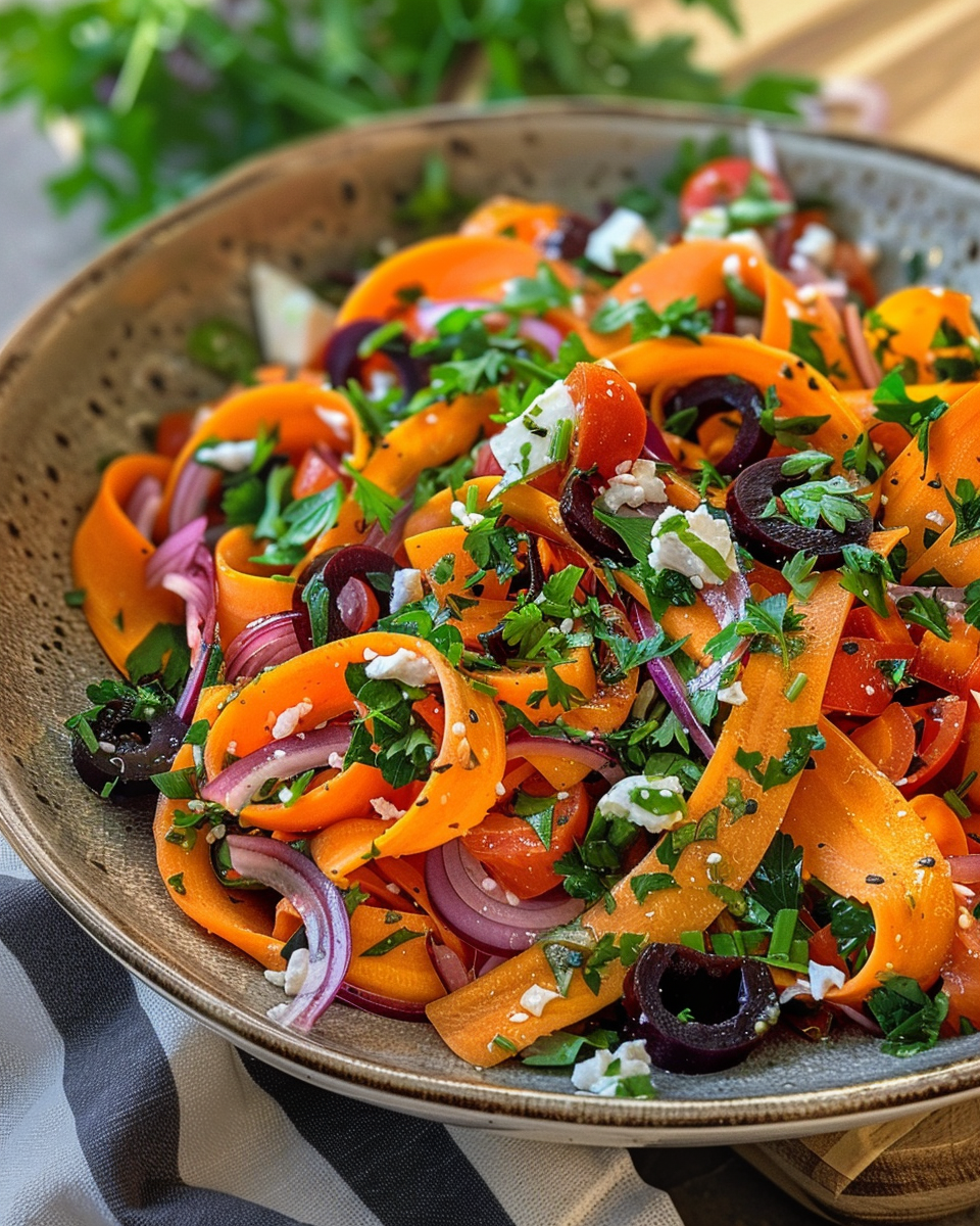 Pressure cooker fresh carrot ribbons and dressing ingredients