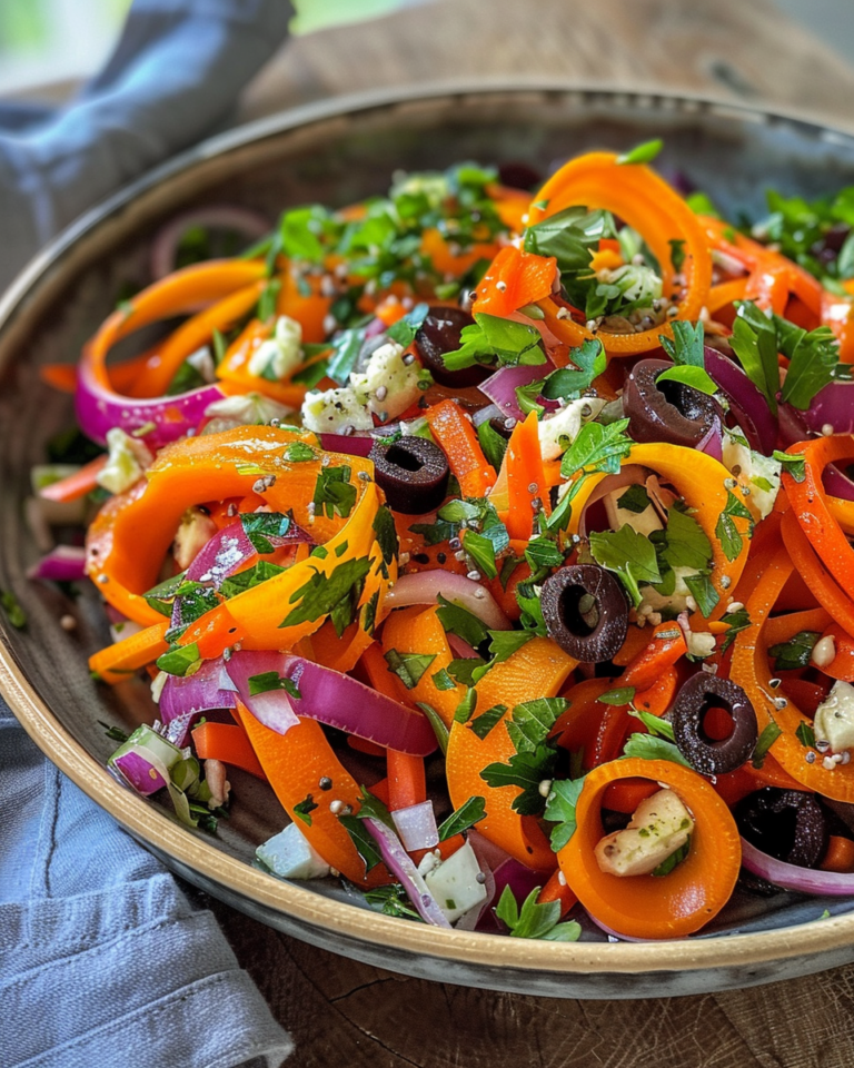 Mediterranean Carrot Ribbon Salad taken with iphone 15 pro max --iw 2 --ar 4:5 --v 6.0 --raw