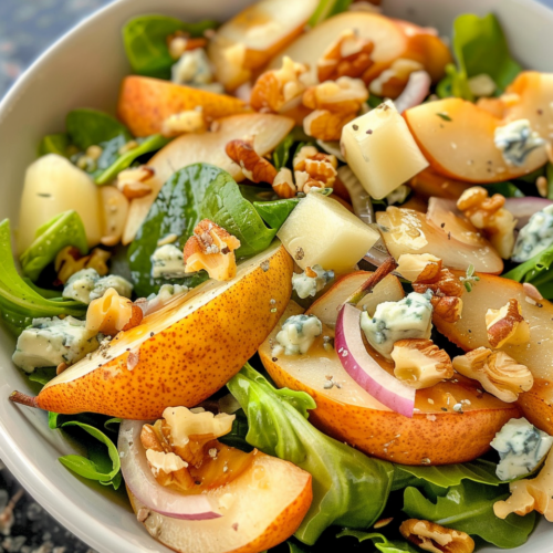Pear Salad With Blue Cheese taken with iphone 15 pro max --iw 2 --ar 4:5 --v 6.0 --raw