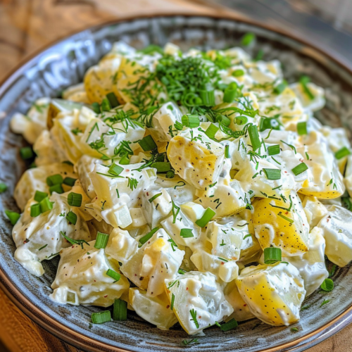 Potato Salad With Pickles taken with iphone 15 pro max --iw 2 --ar 4:5 --v 6.0 --raw