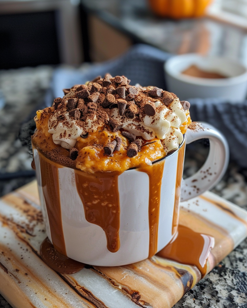 Pumpkin Mug Cake taken with iphone 15 pro max --iw 2 --ar 4:5 --v 6.0 --raw