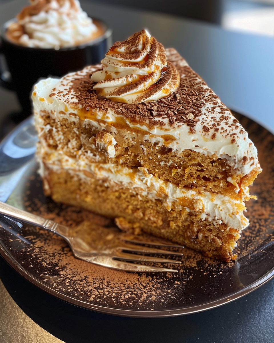 Pumpkin Spice Latte Cake With Maple Espresso taken with iphone 15 pro max --iw 2 --ar 4:5 --v 6.0 --raw