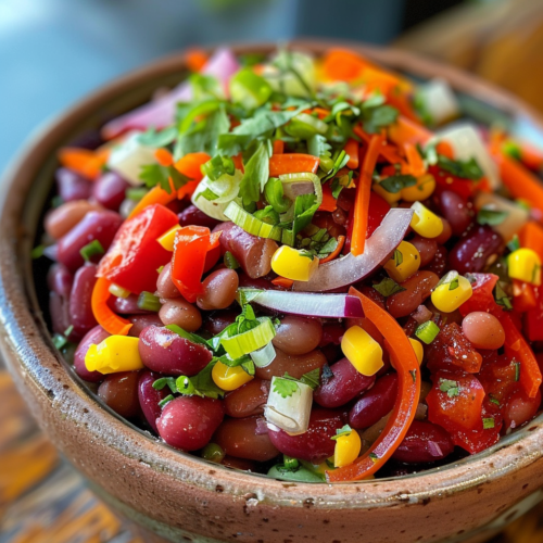 Red Bean Salad taken with iphone 15 pro max --iw 2 --ar 4:5 --v 6.0 --raw