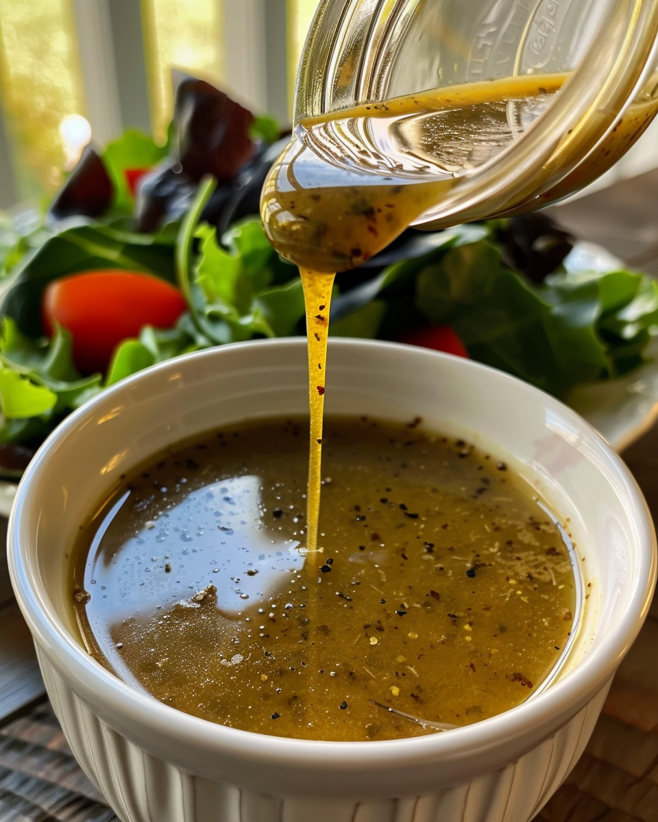 Ingredients for fresh salad dressing measured and ready