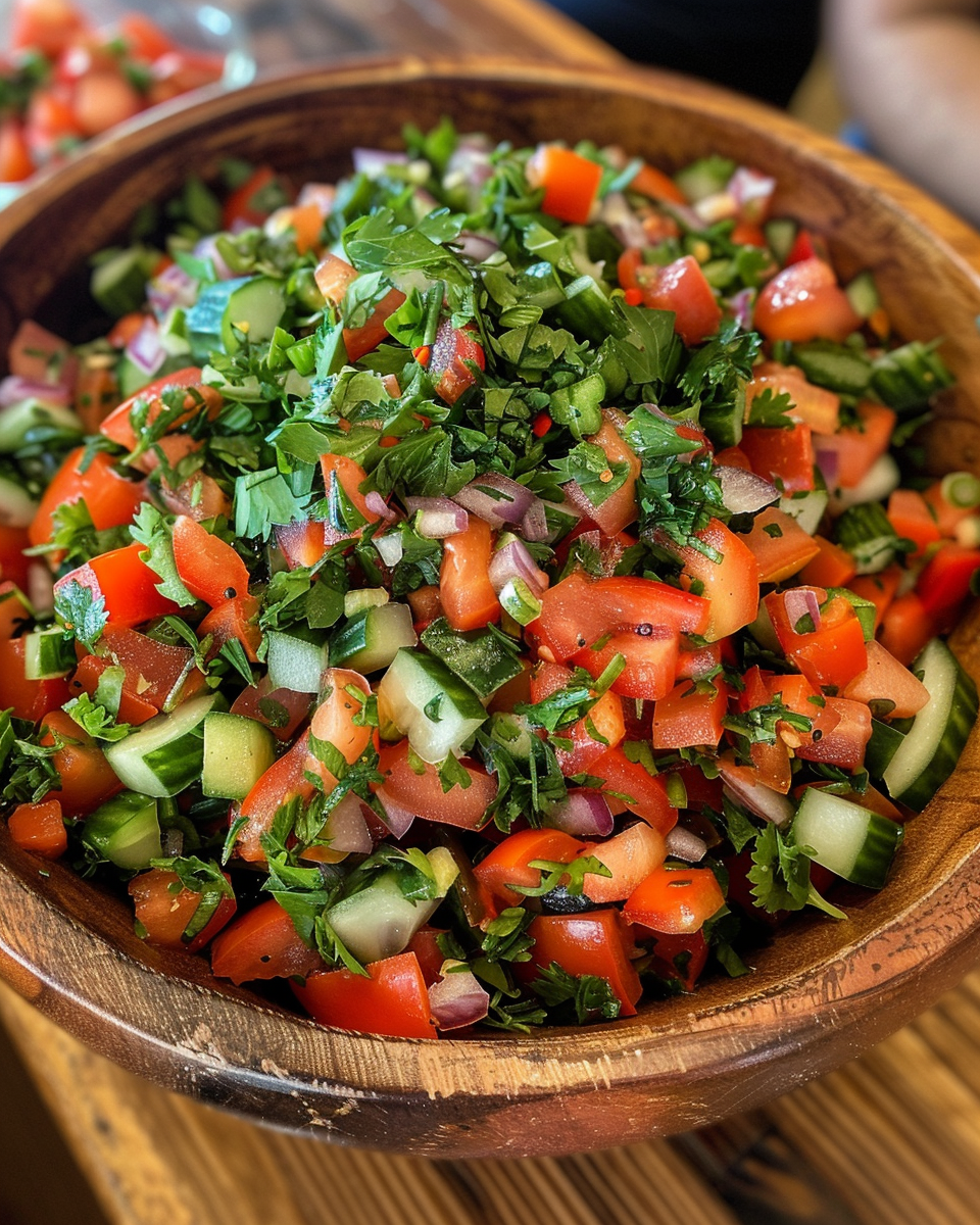 Fresh Salad Shirazi ingredients ready to cook in pressure cooker