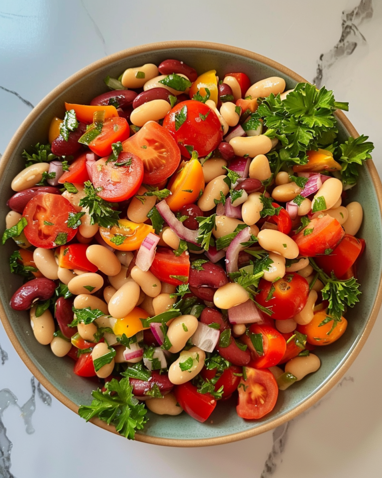 Speedy Tomato & Herby Bean Salad taken with iphone 15 pro max --iw 2 --ar 4:5 --v 6.0 --raw