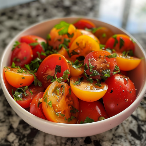 Tomato Salad taken with iphone 15 pro max --iw 2 --ar 4:5 --v 6.0 --raw