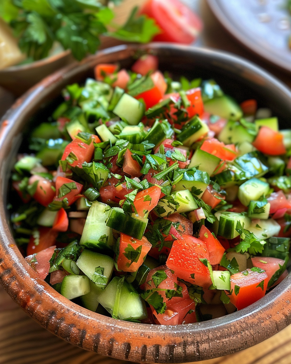 Ingredients for Turkish ezme salad laid out