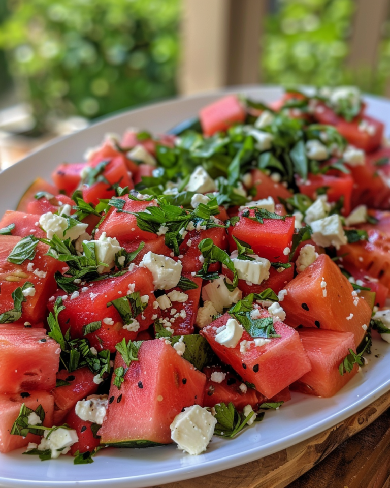 Watermelon And Feta Salad taken with iphone 15 pro max --iw 2 --ar 4:5 --v 6.0 --raw