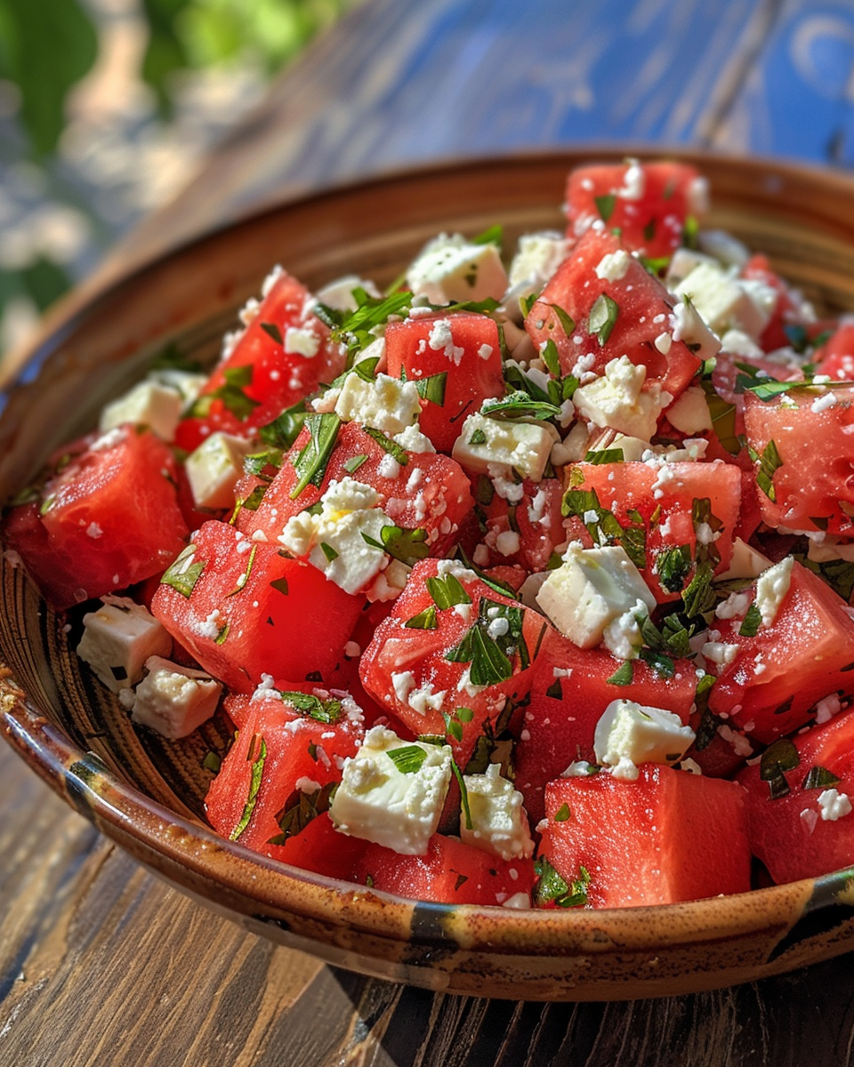 Diced watermelon and sliced vegetables ready for pressure cooker