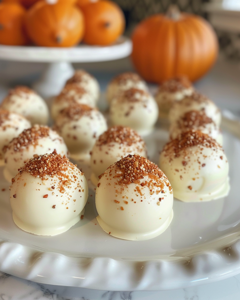 White Chocolate Pumpkin Pie Truffles taken with iphone 15 pro max --iw 2 --ar 4:5 --v 6.0 --raw