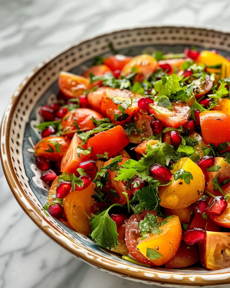 Yotam Ottolenghis Tomato And Pomegranate Salad taken with iphone 15 pro max --iw 2 --ar 4:5 --v 6.0 --raw