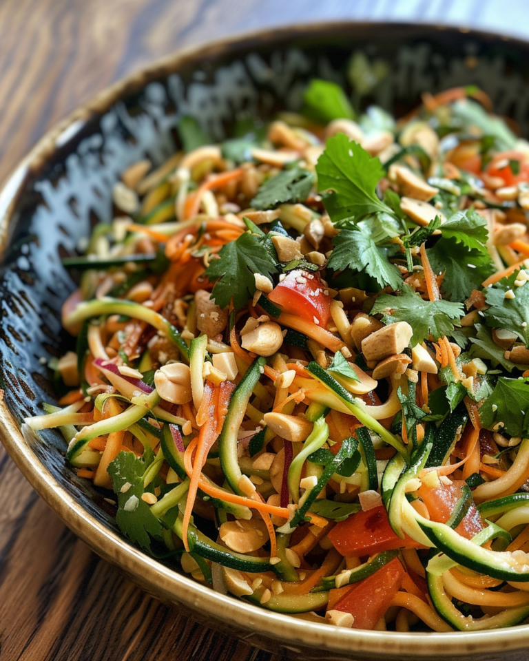 Zucchini Noodle Salad With Peanut Sauce taken with iphone 15 pro max --iw 2 --ar 4:5 --v 6.0 --raw