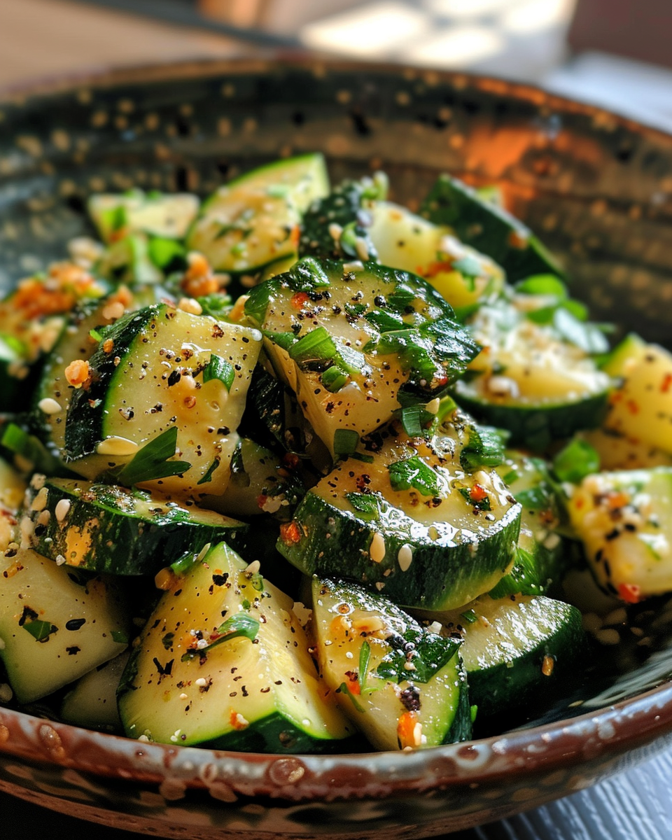 Zucchini Salad taken with iphone 15 pro max --iw 2 --ar 4:5 --v 6.0 --raw
